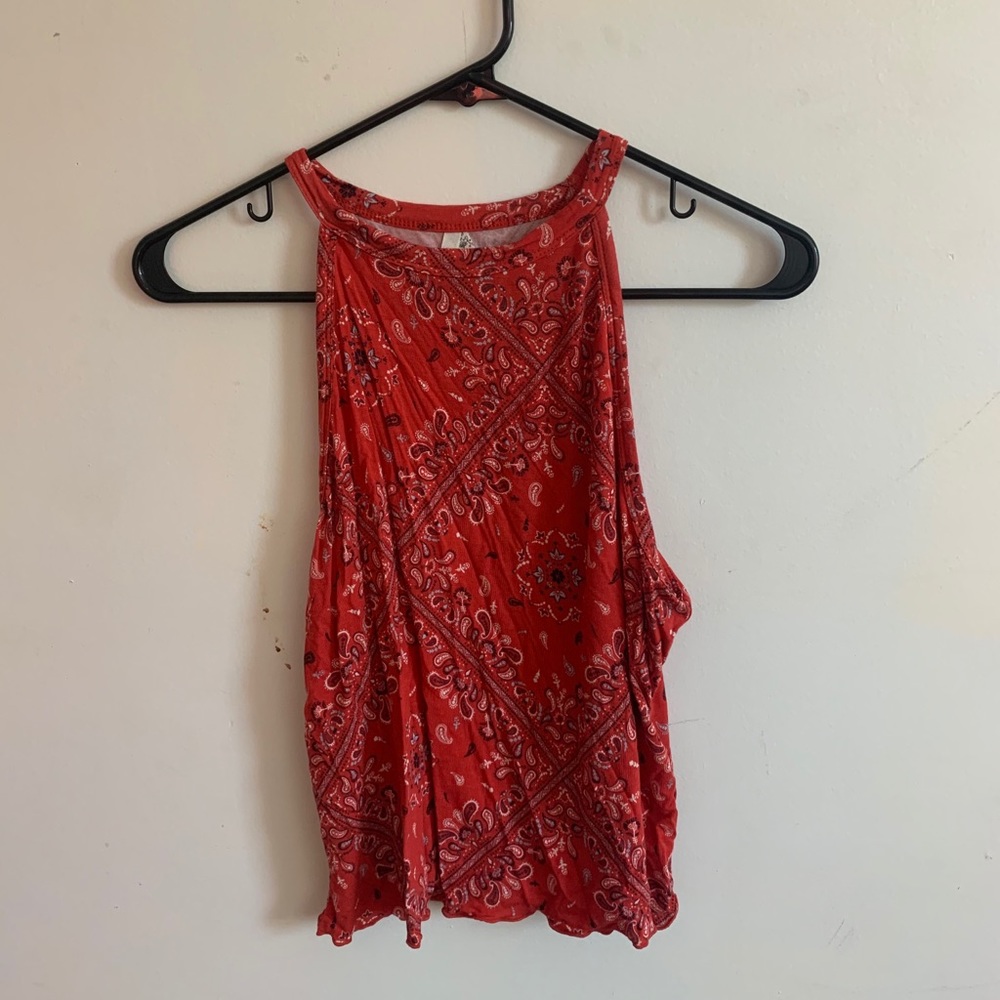 Red bandana pattern halter top